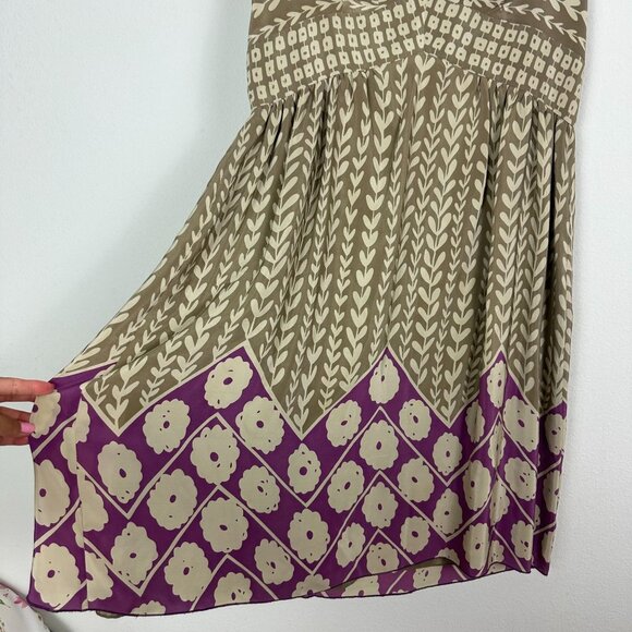 Anthropologie X Anna Sui Silk Midi Sleeveless Dress 6 V Neck Boho Summer - Picture 7 of 10